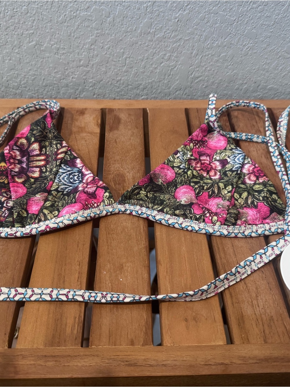 Kulani Kinis Pink Floral Triangle Bikini Top